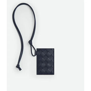 Bottega Veneta Intrecciato Badge Holder Abyss Woven Leather Shoulder Bag Black
